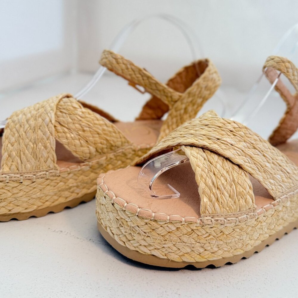 Beach By Matisse "Sunshine" Braided Raffia Platform Sandal- Size 9 - Picture 8 of 10